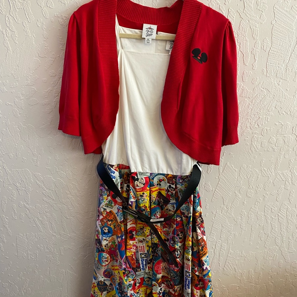 Disneyland Dress Shop size XL belted dress with sweater.